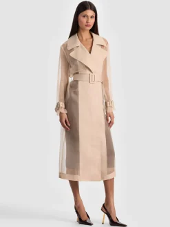 Alice and Olivia COATS*SILVIA SHEER MAXI TRENCH LATTE