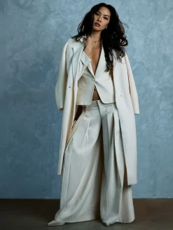 Alice and Olivia WIDE LEG*SIMON PLEATED TROUSER DARK OLIVE