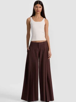 Alice and Olivia WIDE LEG*SIMON PLEATED TROUSER BLACK
