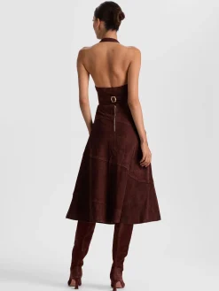 Alice and Olivia MIDI*SOSIE SUEDE MIDI SKIRT BLACK