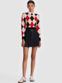 Alice and Olivia MINI*SUZIE DENIM PLEATED MINI SKIRT