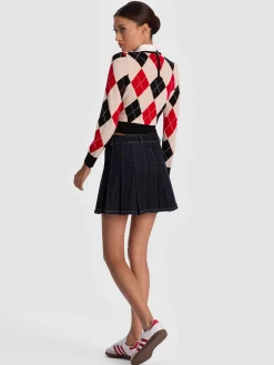 Alice and Olivia MINI*SUZIE DENIM PLEATED MINI SKIRT