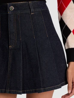 Alice and Olivia MINI*SUZIE DENIM PLEATED MINI SKIRT