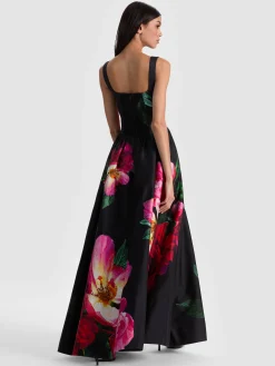 Alice and Olivia MAXI*TARRIE MAXI DRESS EMPRESS BLOOM BLACK