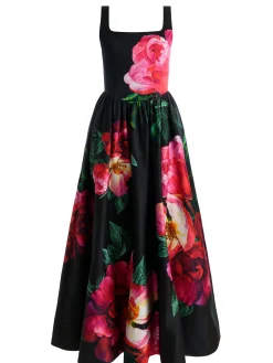 Alice and Olivia MAXI*TARRIE MAXI DRESS EMPRESS BLOOM BLACK