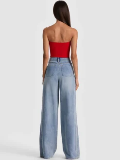 Alice and Olivia CROP TOPS*TASHA ZIP FRONT CORSET BLACK