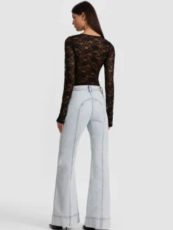 Alice and Olivia BODYSUITS*TEAGAN LACE BODYSUIT LATTE