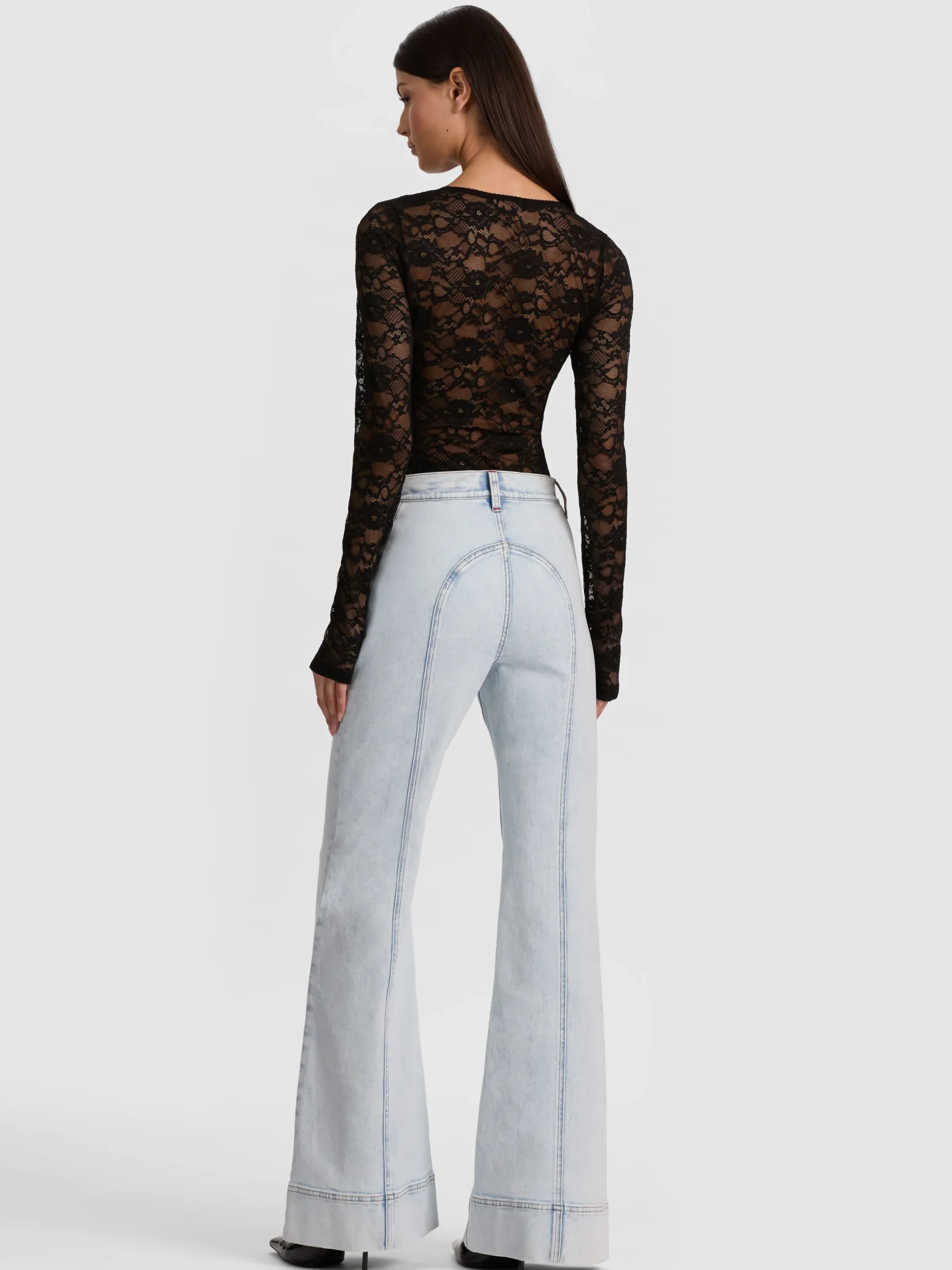 Alice and Olivia BODYSUITS*TEAGAN LACE BODYSUIT LATTE