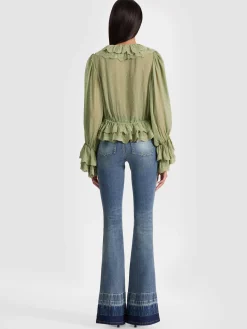 Alice and Olivia BLOUSES*TENNEY CROPPED BLOUSE MYSTIC GARDEN ENGLISH ROSE