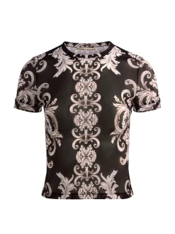 Alice and Olivia CROP TOPS*TESS MESH TEE PAISLEY POEM
