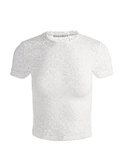 Alice and Olivia T-SHIRTS*TESS TEE GREY MINERAL