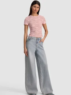 Alice and Olivia T-SHIRTS*TESS TEE GREY MINERAL