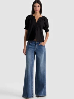 Alice and Olivia BLOUSES*THALIA BUTTON DOWN BLOUSE GREY MINERAL