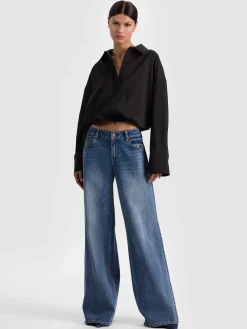 Alice and Olivia CROP TOPS*TOBIE CINCHED BUTTON DOWN GREY MINERAL