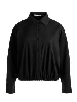 Alice and Olivia CROP TOPS*TOBIE CINCHED BUTTON DOWN GREY MINERAL