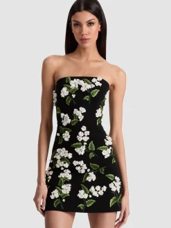 Alice and Olivia MINI*VELIA EMBELLISHED MINI GOWN OFF WHITE