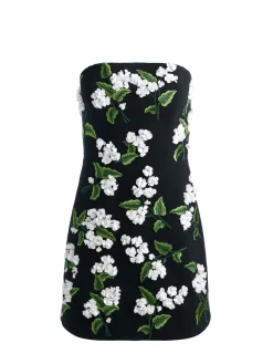 Alice and Olivia MINI*VELIA EMBELLISHED MINI GOWN OFF WHITE