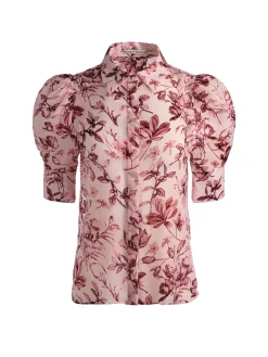 Alice and Olivia BLOUSES*WILLA PUFF SLEEVE BLOUSE GREY MINERAL