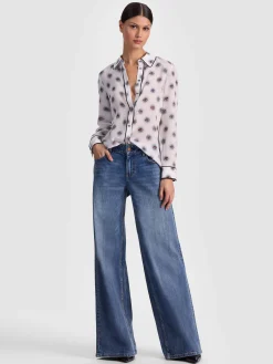 Alice and Olivia BLOUSES*WILLA SILK BLOUSE DARLA LIGHT INDIGO