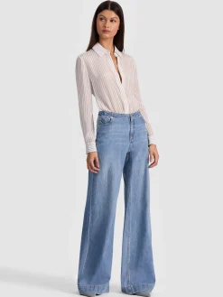 Alice and Olivia BODYSUITS*WILLA SILK BODYSUIT BLACK