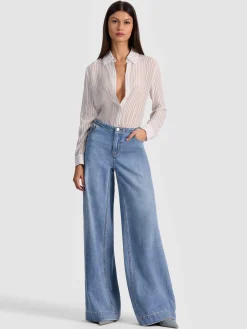 Alice and Olivia BODYSUITS*WILLA SILK BODYSUIT BLACK