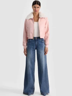 Alice and Olivia VEGAN*WILLARD VEGAN BOMBER OFF WHITE