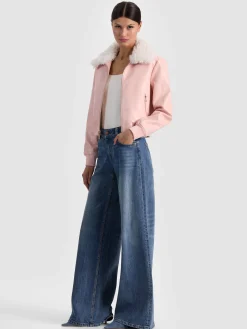 Alice and Olivia VEGAN*WILLARD VEGAN BOMBER OFF WHITE