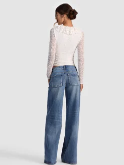 Alice and Olivia CROP TOPS*YARA RUFFLE TOP GREY MINERAL