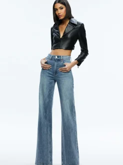 Alice and Olivia LEATHER + SUEDE*YARDLEY LEATHER JACKET OFF WHITE